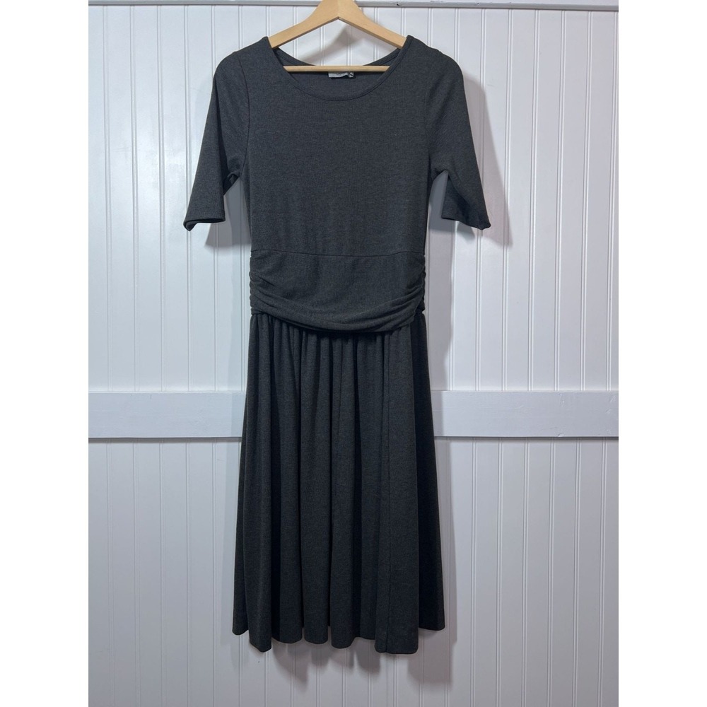 Dalia Dress Goth Punk Witchy Dark Gray A-Line Midi Medium Half Sleeve Casual
